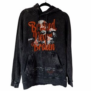 PRPS “Bruised Never Broken” Black & Orange Graphic Hoodie – Size M